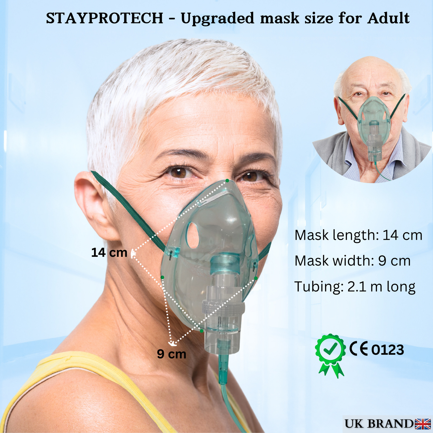 STAYPROTECH Nebuliser Replacement Accessory Set for Adults – Mask, Chamber & 2.1m Tubing – Universal Fit for Most Nebulisers.