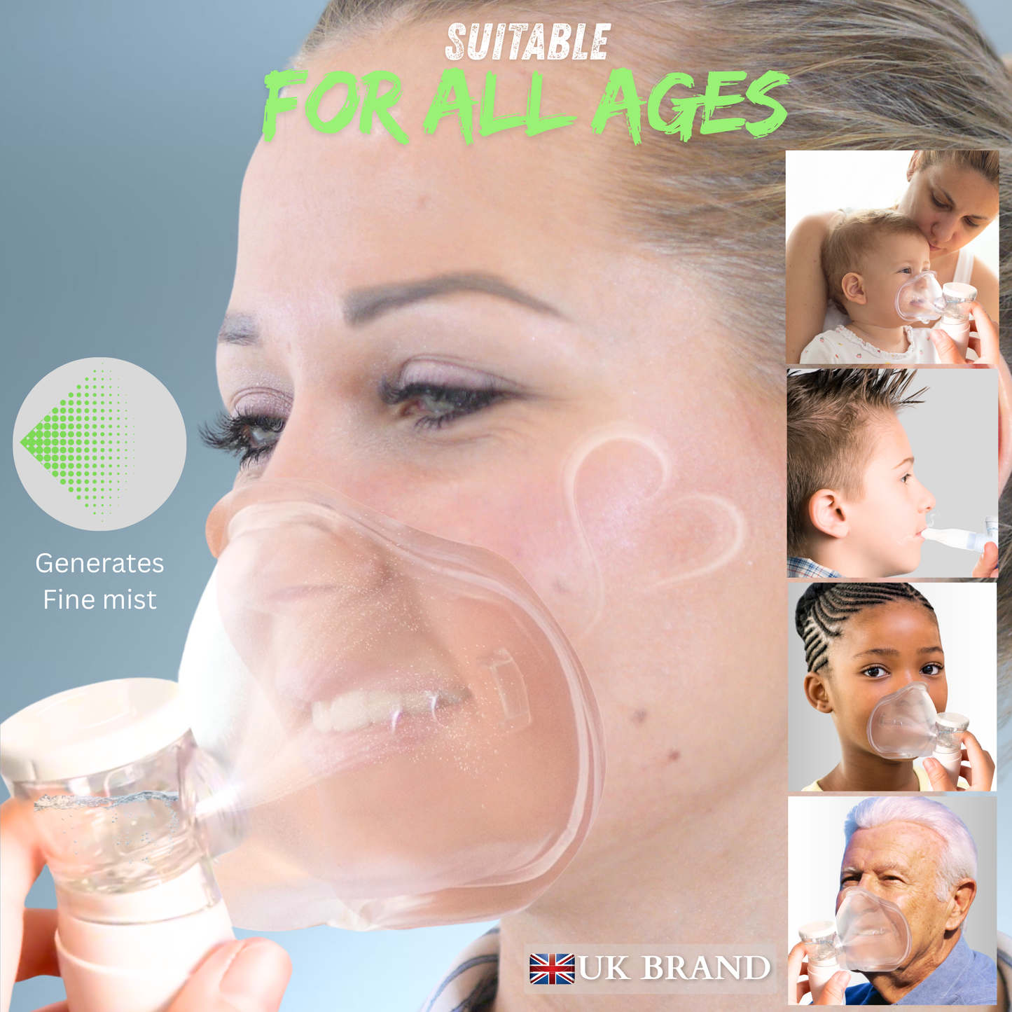 STAYPROTECH Portable Nebuliser Machine for Adults & Kids, Rechargeable USB-C nebuliser steam inhaler, Compact handheld nebulizer respiratory relief.