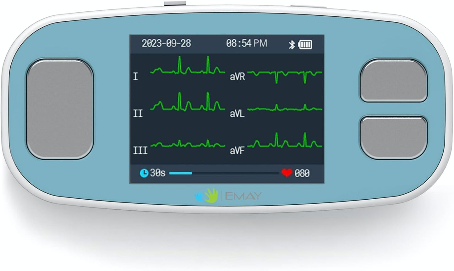 Portable 6-Lead ECG Monitor, Record ECG and Heart Rate in 6 Channels, Compatible with Smartphone and PC - No Subscription Required
