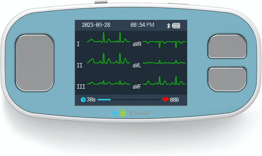 Portable 6-Lead ECG Monitor, Record ECG and Heart Rate in 6 Channels, Compatible with Smartphone and PC - No Subscription Required
