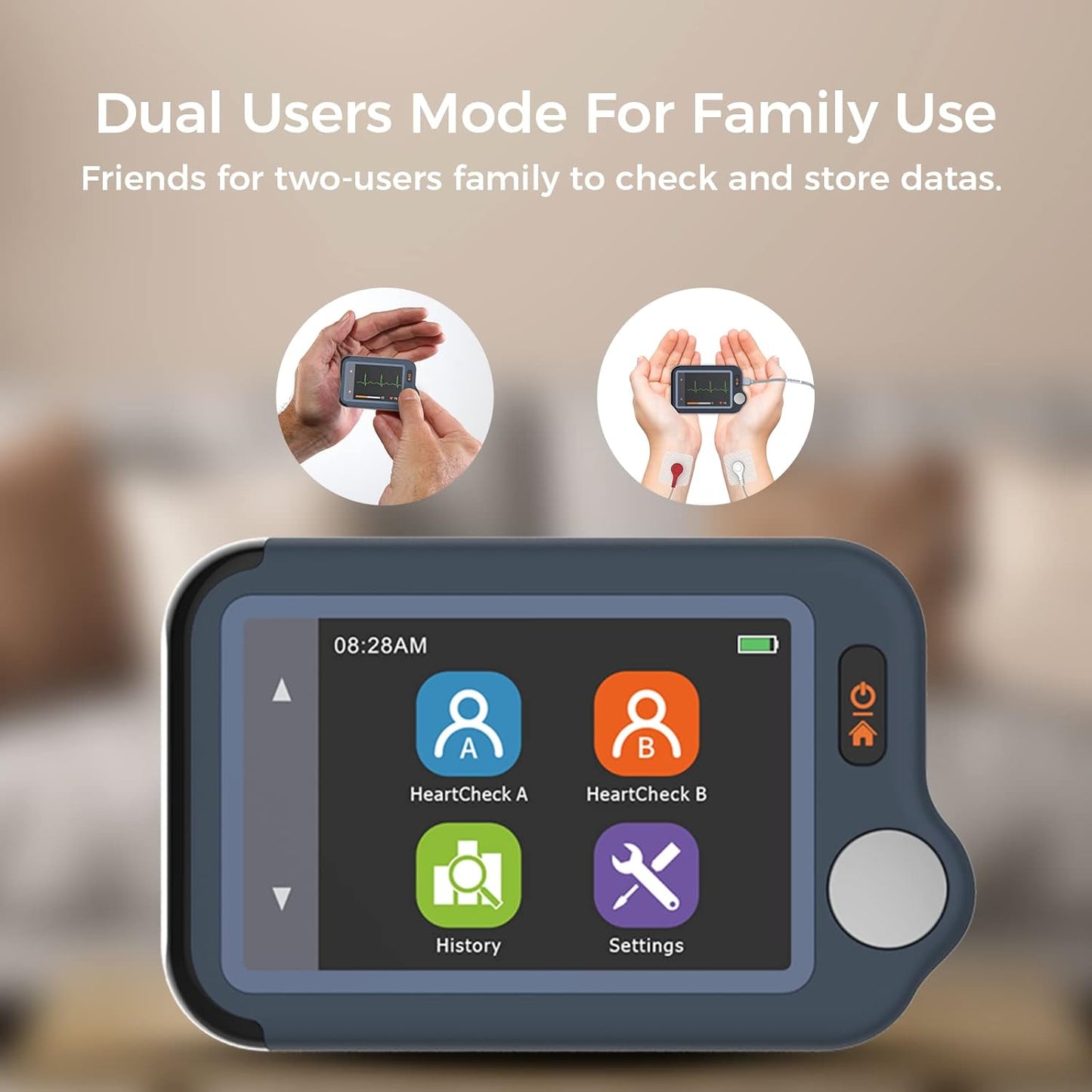 Portable ECG Monitor with Touch Screen, 30s/60s/5min ECG Recording, AI ECG Analysis, Home ECG Machine Supports Dual Users, Mobile Hearth Monitor, Unlimited Storage on Phone & PC
