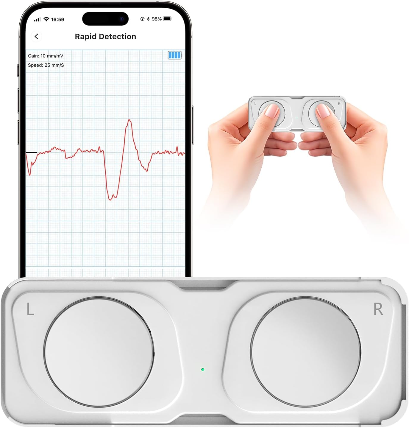 ECG Monitor, Portable ECG Monitor, Heart Rate Monitor Device for Home Use, Compatible with Smartphone，No Subscription