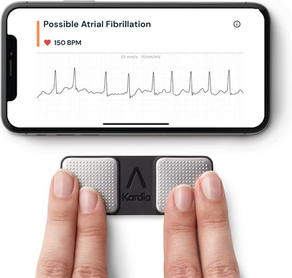 Portable Smart 1-Lead Personal ECG Heart Rate Monitor - Record ECGs at Home, Detects Atrial Fibrillation, Trusted by The NHS, Results in 30 Seconds, Works with Most Smartphones