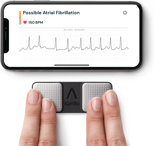 Portable Smart 1-Lead Personal ECG Heart Rate Monitor - Record ECGs at Home, Detects Atrial Fibrillation, Trusted by The NHS, Results in 30 Seconds, Works with Most Smartphones