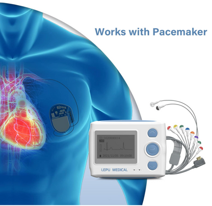 Professional ECG Machine, 24 Hours Holter Recording with AI Analysis, Works with Mac & Windows PDF Report, Portable Reliable Fast Results.