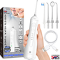 STAYPROTECH Water Flosser for Teeth Cordless and Rechargeable Dental Flosser. 300ml Tank capacity with 4 Nozzles, 4 Modes, Powerful Plaque Remover for Teeth (White)