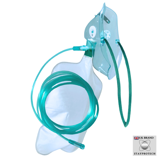 STAYPROTECH High Concentration Oxygen Mask with Reservoir Pouch and 2.1m Tubing – Oxygen Mask for Adult that requires Efficient Oxygen Therapy.