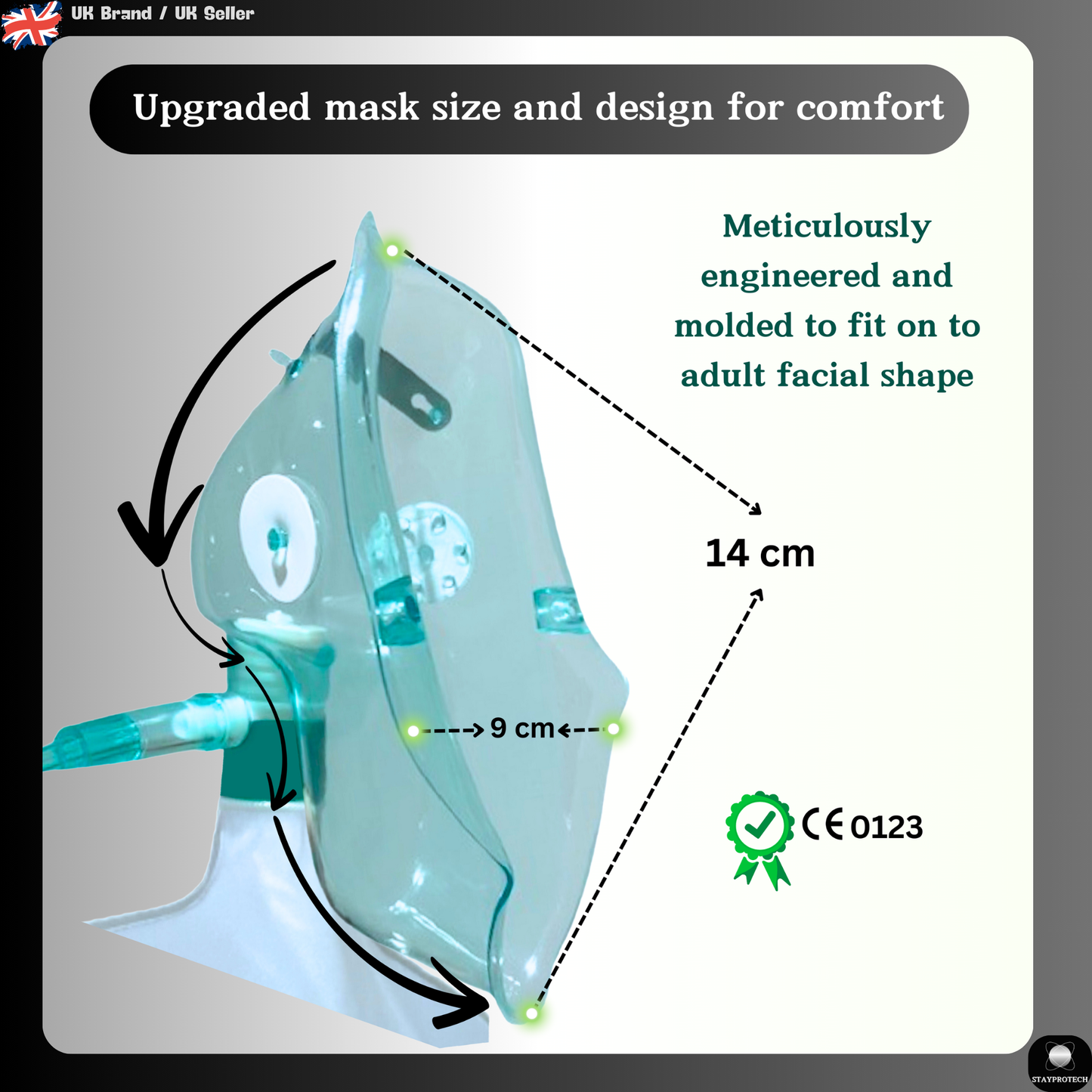 High Concentration Oxygen Mask with Reservoir Pouch and 2.1m Tubing – Oxygen Mask for Adult that requires Efficient Oxygen Therapy.