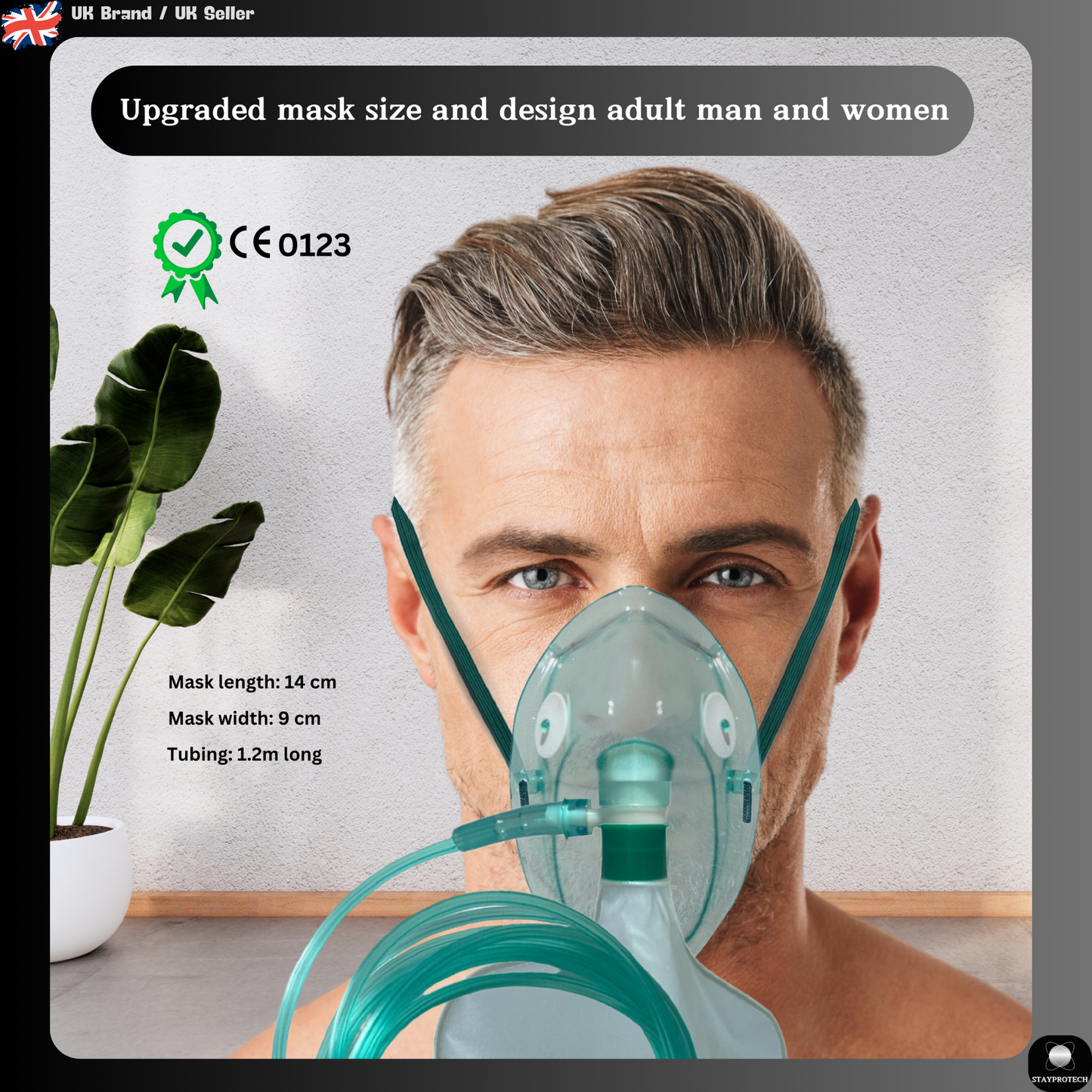 High Concentration Oxygen Mask with Reservoir Pouch and 2.1m Tubing – Oxygen Mask for Adult that requires Efficient Oxygen Therapy.