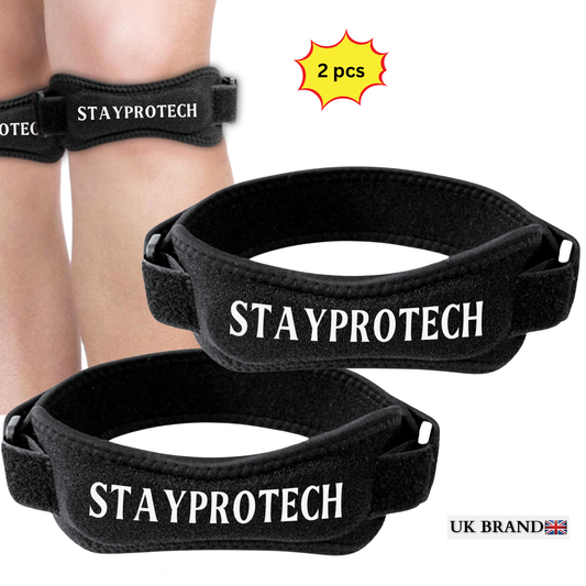 STAYPROTECH Patella Tendon Knee Strap, 2 Pack Adjustable Knee Support for Men and Women, Knee Pain Relief Support for Running, Jogging, Hiking, Football, Squats. Ideal for Indoor and Outdoor Gym Workout.