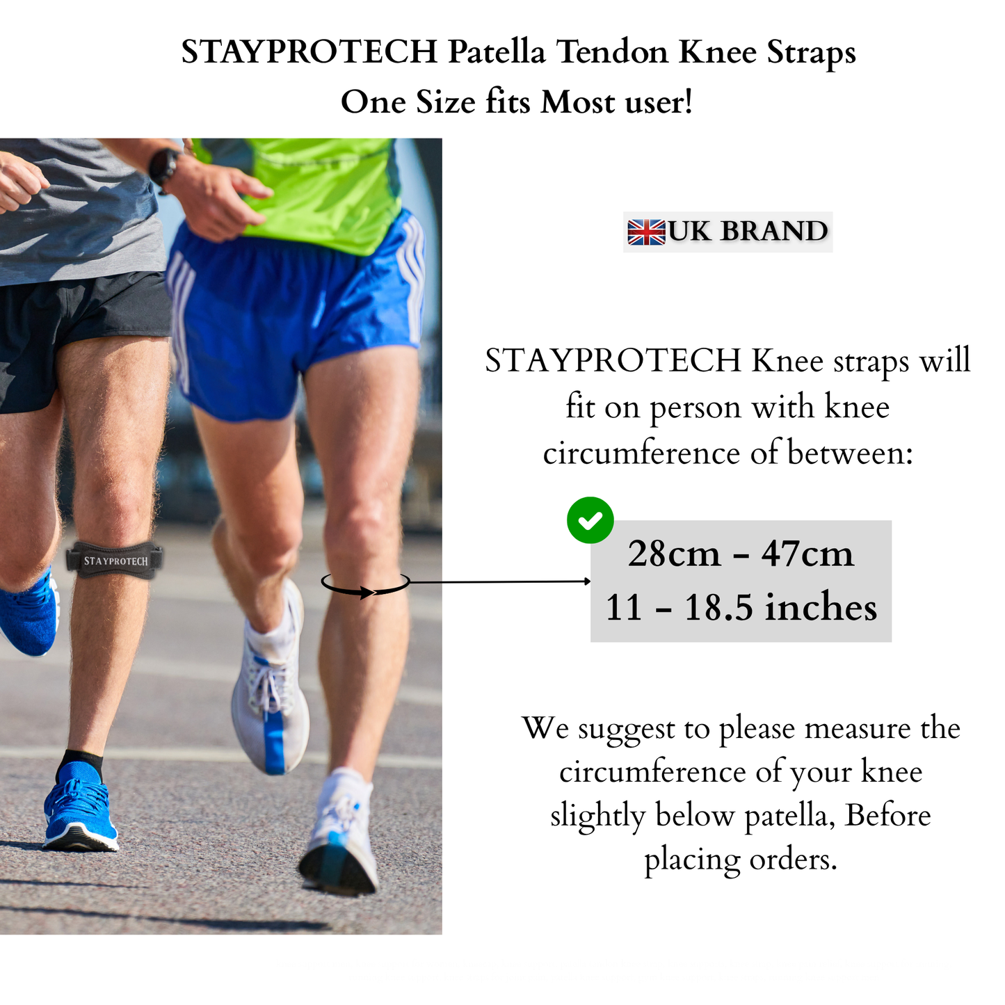STAYPROTECH Patella Tendon Knee Strap, 2 Pack Adjustable Knee Support for Men and Women, Knee Pain Relief Support for Running, Jogging, Hiking, Football, Squats. Ideal for Indoor and Outdoor Gym Workout.