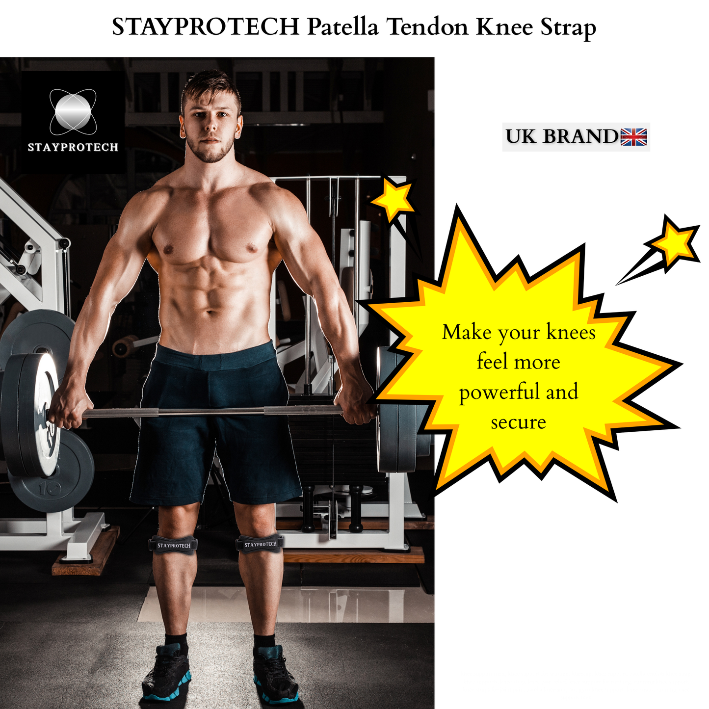 STAYPROTECH Patella Tendon Knee Strap, 2 Pack Adjustable Knee Support for Men and Women, Knee Pain Relief Support for Running, Jogging, Hiking, Football, Squats. Ideal for Indoor and Outdoor Gym Workout.