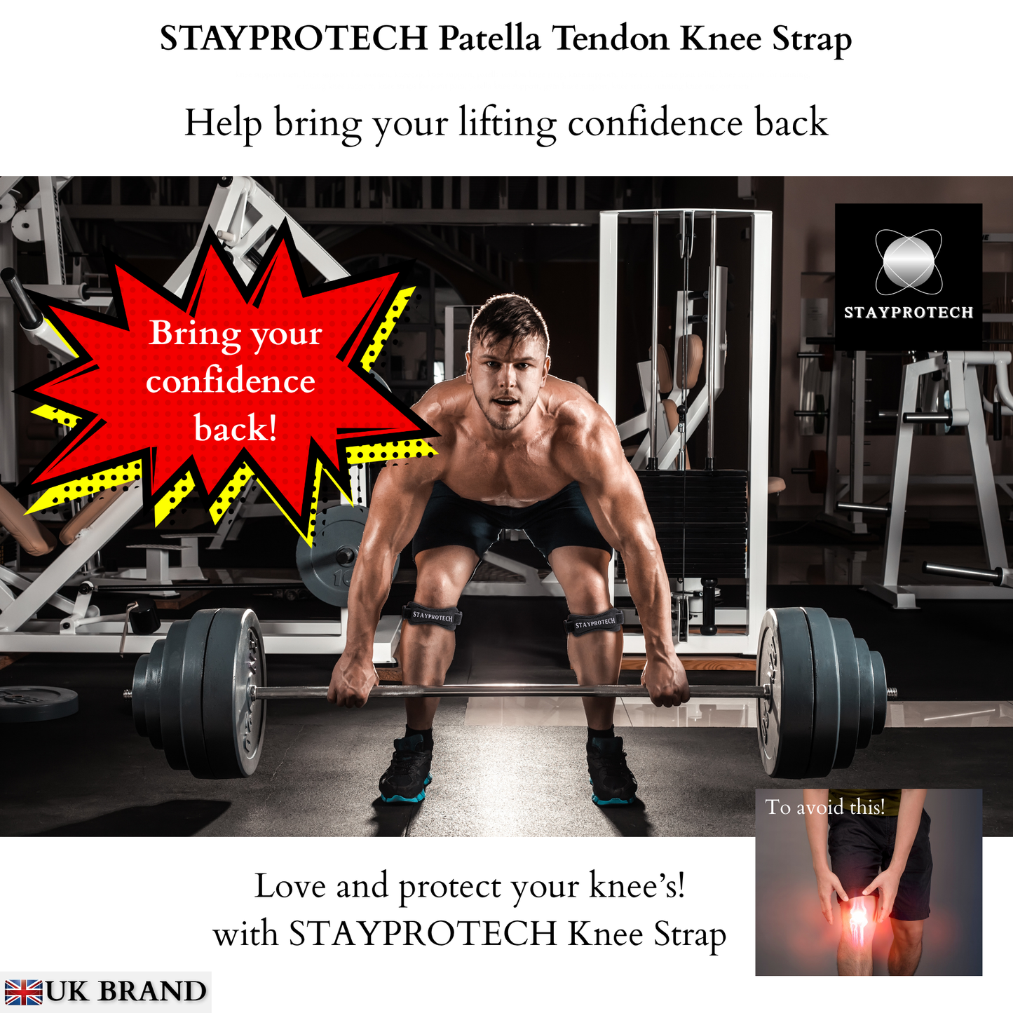 STAYPROTECH Patella Tendon Knee Strap, 2 Pack Adjustable Knee Support for Men and Women, Knee Pain Relief Support for Running, Jogging, Hiking, Football, Squats. Ideal for Indoor and Outdoor Gym Workout.