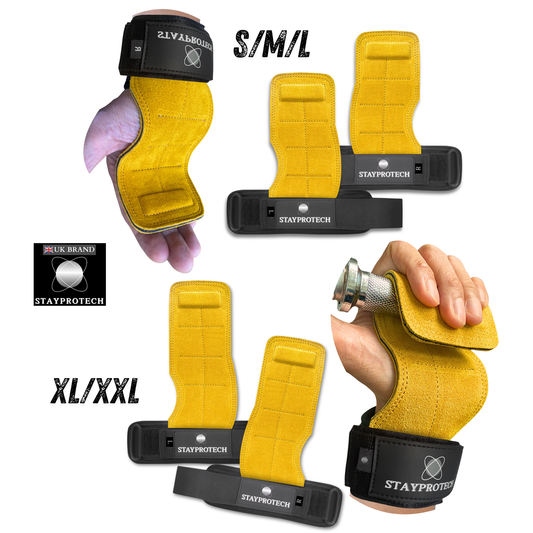 STAYPROTECH Leather Hand Pad Lifting Straps, Adjustable Gym Grips with Wrist Support for Men & Women – Heavy-Duty Hand Pads for Weight Lifting, Deadlifts & Powerlifting.