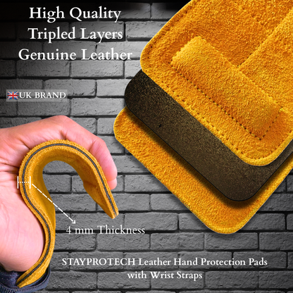 STAYPROTECH Leather Lifting Straps, Adjustable Gym Grips with Wrist Support for Men & Women – Heavy-Duty Hand Pads for Weight Lifting, Deadlifts & Powerlifting.