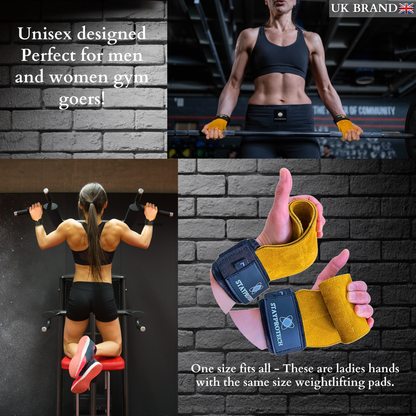 STAYPROTECH Leather Lifting Straps, Adjustable Gym Grips with Wrist Support for Men & Women – Heavy-Duty Hand Pads for Weight Lifting, Deadlifts & Powerlifting.