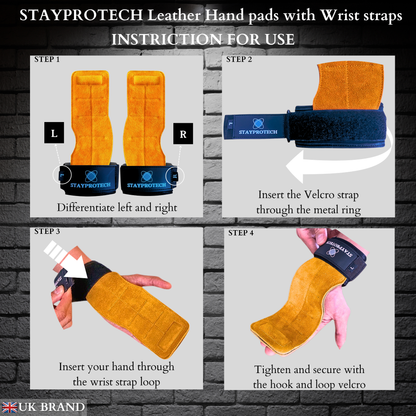 STAYPROTECH Leather Lifting Straps, Adjustable Gym Grips with Wrist Support for Men & Women – Heavy-Duty Hand Pads for Weight Lifting, Deadlifts & Powerlifting.