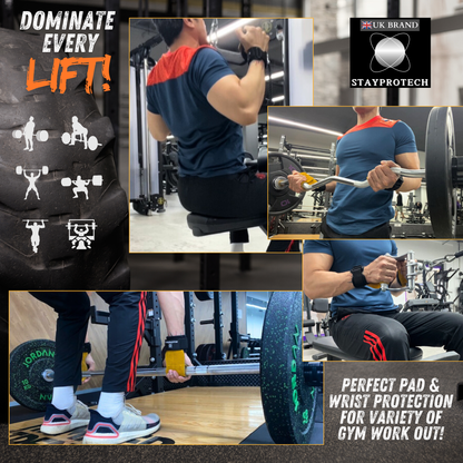 STAYPROTECH Leather Lifting Straps, Adjustable Gym Grips with Wrist Support for Men & Women – Heavy-Duty Hand Pads for Weight Lifting, Deadlifts & Powerlifting.