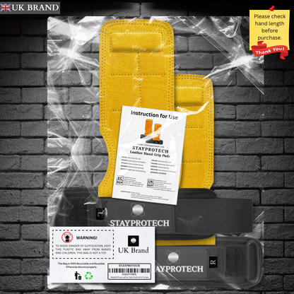 STAYPROTECH Leather Lifting Straps, Adjustable Gym Grips with Wrist Support for Men & Women – Heavy-Duty Hand Pads for Weight Lifting, Deadlifts & Powerlifting.