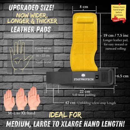 STAYPROTECH Leather Lifting Straps, Adjustable Gym Grips with Wrist Support for Men & Women – Heavy-Duty Hand Pads for Weight Lifting, Deadlifts & Powerlifting.