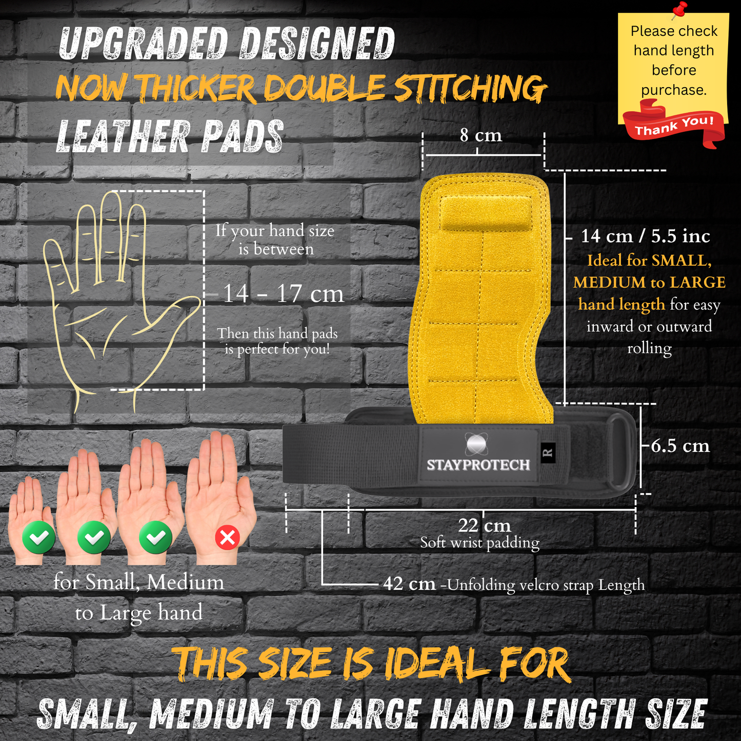 STAYPROTECH Leather Hand Pad Lifting Straps, Adjustable Gym Grips with Wrist Support for Men & Women – Heavy-Duty Hand Pads for Weight Lifting, Deadlifts & Powerlifting.