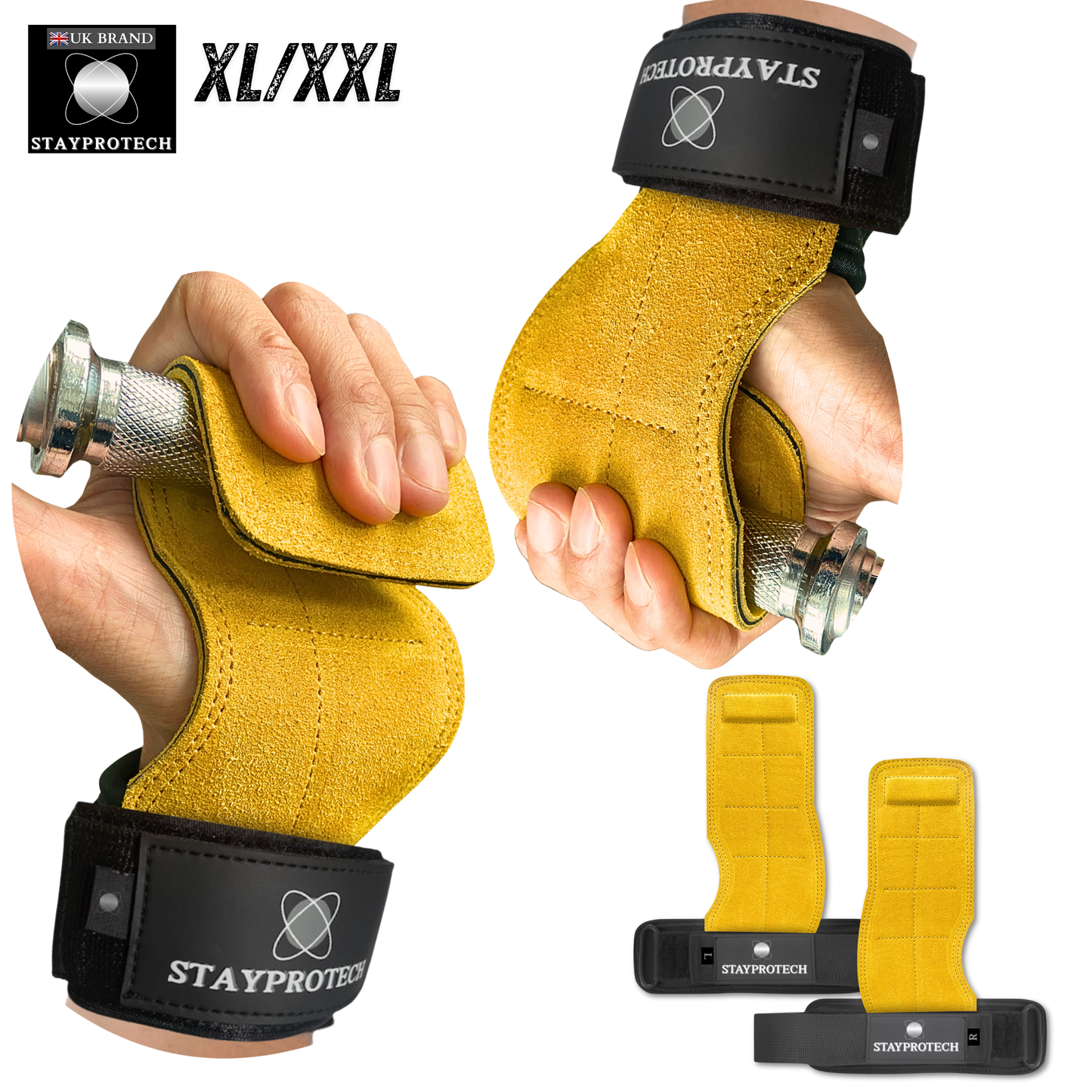 STAYPROTECH Leather Hand Pad Lifting Straps, Adjustable Gym Grips with Wrist Support for Men & Women – Heavy-Duty Hand Pads for Weight Lifting, Deadlifts & Powerlifting.