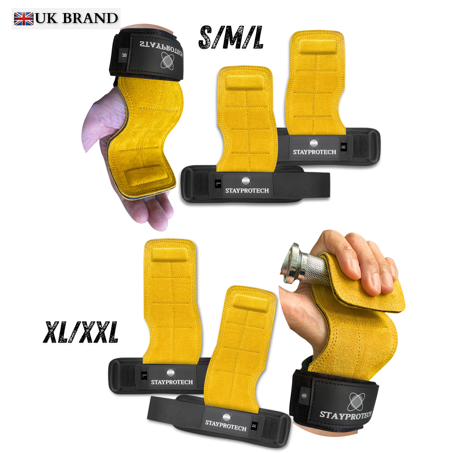 STAYPROTECH Leather Hand Pad Lifting Straps, Adjustable Gym Grips with Wrist Support for Men & Women – Heavy-Duty Hand Pads for Weight Lifting, Deadlifts & Powerlifting.