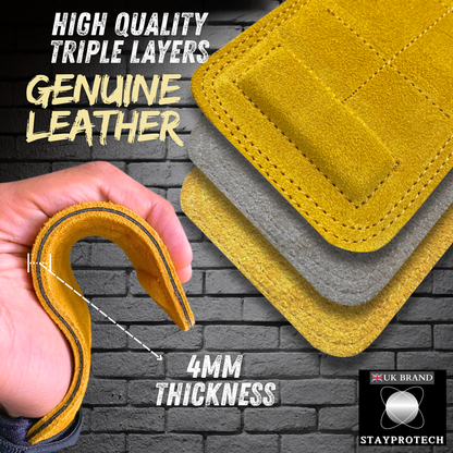 STAYPROTECH Leather Hand Pad Lifting Straps, Adjustable Gym Grips with Wrist Support for Men & Women – Heavy-Duty Hand Pads for Weight Lifting, Deadlifts & Powerlifting.