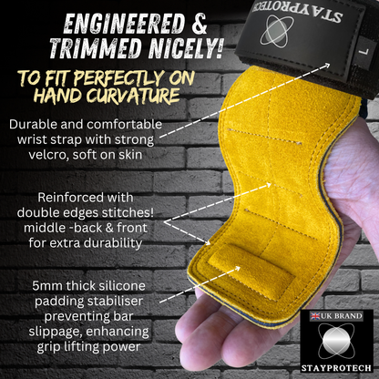 STAYPROTECH Leather Hand Pad Lifting Straps, Adjustable Gym Grips with Wrist Support for Men & Women – Heavy-Duty Hand Pads for Weight Lifting, Deadlifts & Powerlifting.