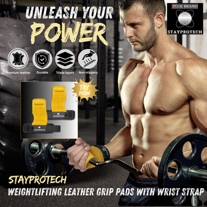 STAYPROTECH Leather Hand Pad Lifting Straps, Adjustable Gym Grips with Wrist Support for Men & Women – Heavy-Duty Hand Pads for Weight Lifting, Deadlifts & Powerlifting.