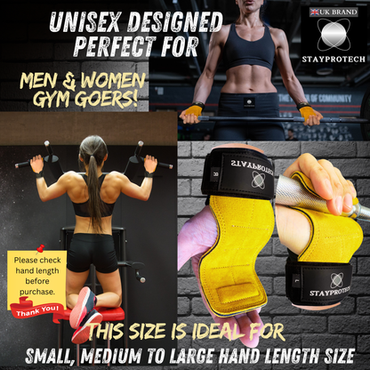 STAYPROTECH Leather Hand Pad Lifting Straps, Adjustable Gym Grips with Wrist Support for Men & Women – Heavy-Duty Hand Pads for Weight Lifting, Deadlifts & Powerlifting.