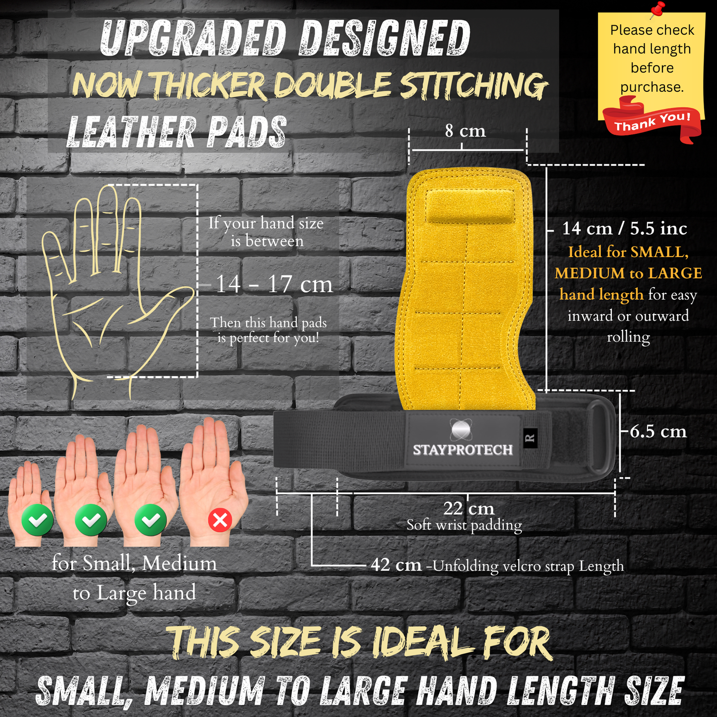 STAYPROTECH Leather Hand Pad Lifting Straps, Adjustable Gym Grips with Wrist Support for Men & Women – Heavy-Duty Hand Pads for Weight Lifting, Deadlifts & Powerlifting.