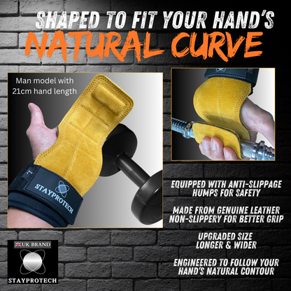 STAYPROTECH Leather Hand Pad Lifting Straps, Adjustable Gym Grips with Wrist Support for Men & Women – Heavy-Duty Hand Pads for Weight Lifting, Deadlifts & Powerlifting.