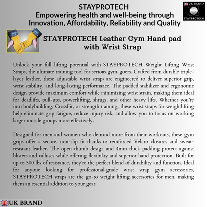 STAYPROTECH Leather Hand Pad Lifting Straps, Adjustable Gym Grips with Wrist Support for Men & Women – Heavy-Duty Hand Pads for Weight Lifting, Deadlifts & Powerlifting.
