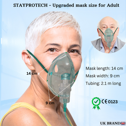 STAYPROTECH Nebuliser Replacement Accessory Set for Adults – Mask, Chamber & 2.1m Tubing – Universal Fit for Most Nebulisers.