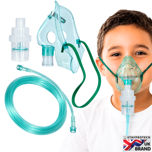 STAYPROTECH Nebuliser replacement accessories set for Kid's - Mask, Medicine chamber, 2.1m  nebuliser tubing.