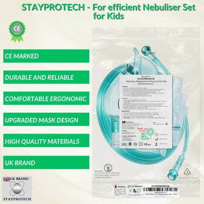 STAYPROTECH Nebuliser replacement accessories set for Kid's - Mask, Medicine chamber, 2.1m  nebuliser tubing.