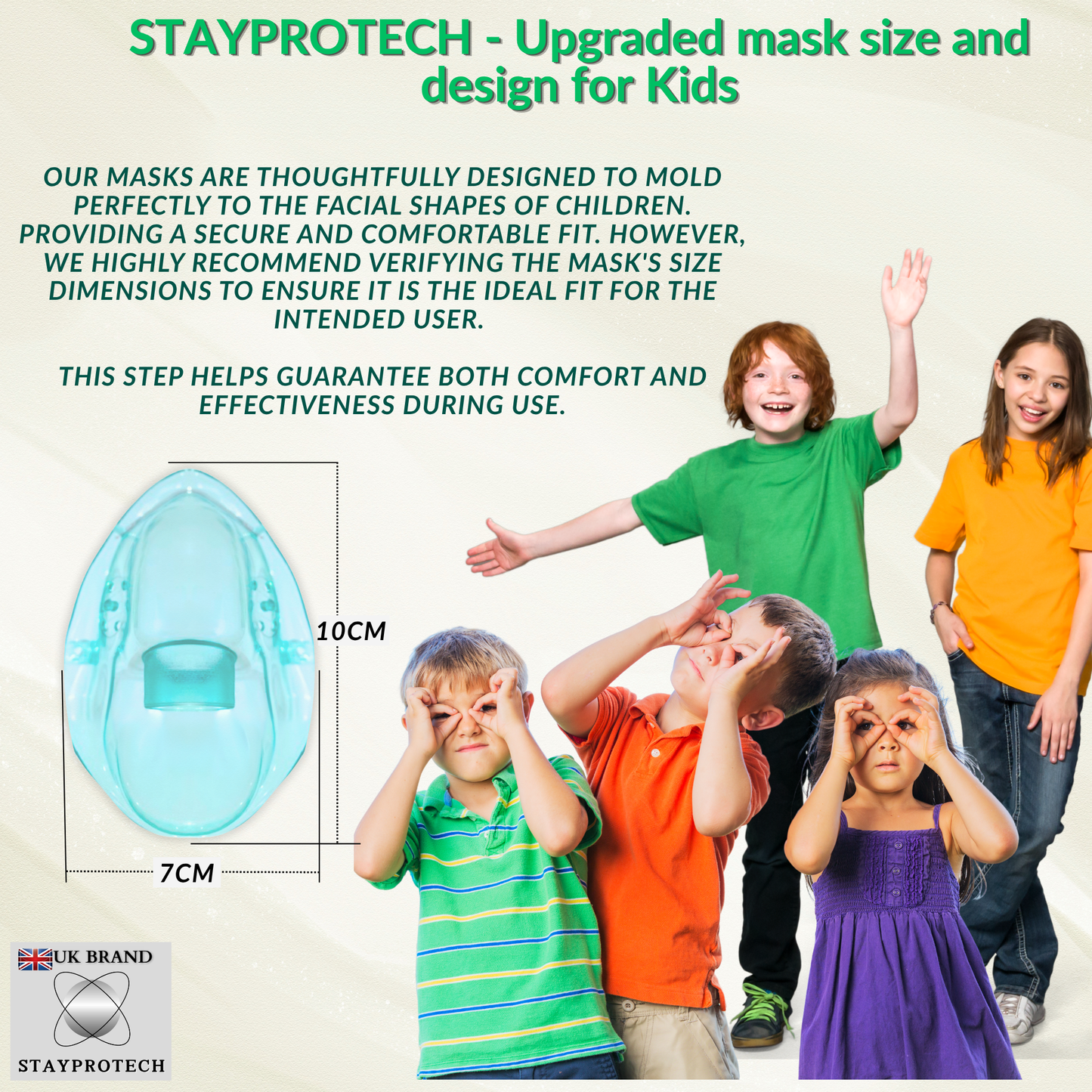 STAYPROTECH Nebuliser replacement accessories set for Kid's - Mask, Medicine chamber, 2.1m  nebuliser tubing.