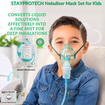 STAYPROTECH Nebuliser replacement accessories set for Kid's - Mask, Medicine chamber, 2.1m  nebuliser tubing.