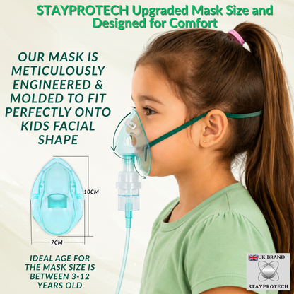STAYPROTECH Nebuliser replacement accessories set for Kid's - Mask, Medicine chamber, 2.1m  nebuliser tubing.