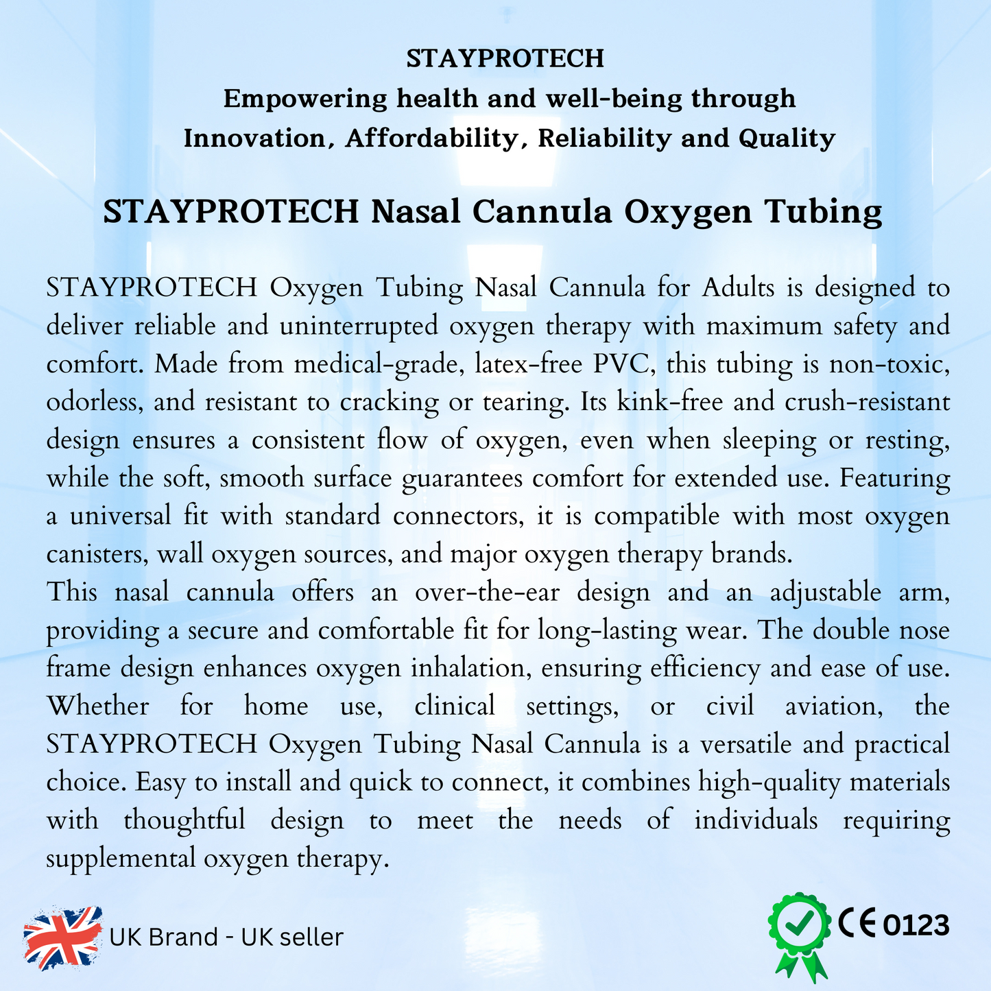 STAYPROTECH Oxygen Tubing Nasal Cannula 3PCS Green Medical Grade PVC, Kink Resistant Soft & Smooth Surface, Comfort & Convenient 2.6 m long for Long-Lasting wear.