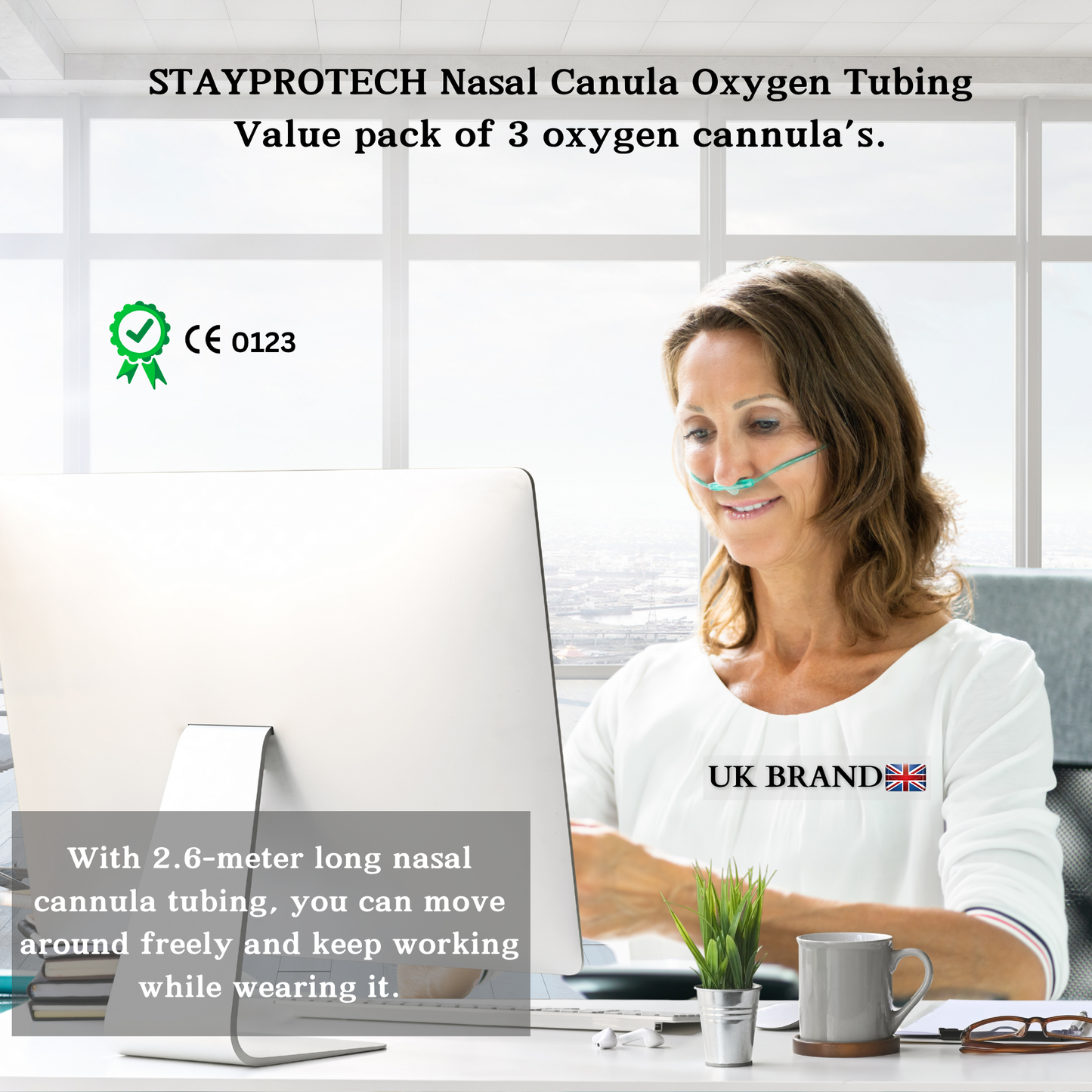 STAYPROTECH Oxygen Tubing Nasal Cannula 3PCS Green Medical Grade PVC, Kink Resistant Soft & Smooth Surface, Comfort & Convenient 2.6 m long for Long-Lasting wear.