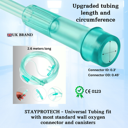 STAYPROTECH Oxygen Tubing Nasal Cannula 3PCS Green Medical Grade PVC, Kink Resistant Soft & Smooth Surface, Comfort & Convenient 2.6 m long for Long-Lasting wear.