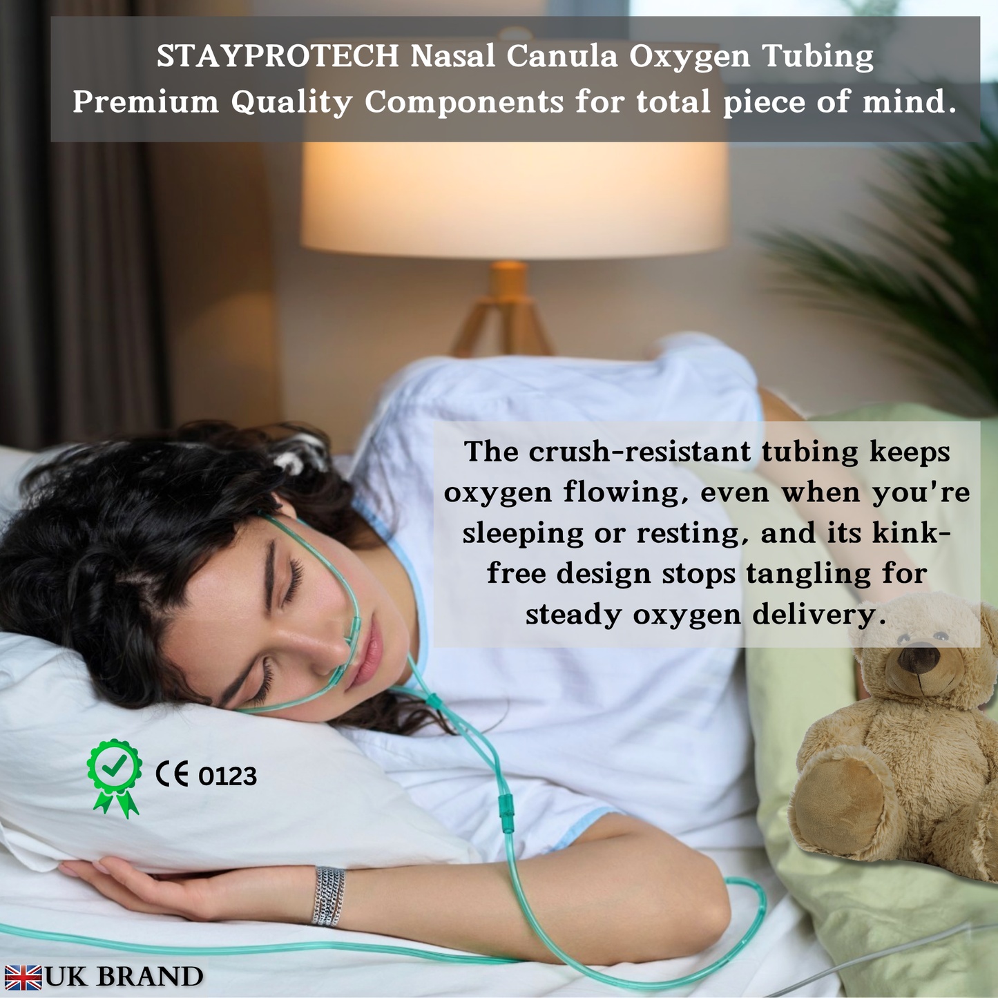STAYPROTECH Oxygen Tubing Nasal Cannula 3PCS Green Medical Grade PVC, Kink Resistant Soft & Smooth Surface, Comfort & Convenient 2.6 m long for Long-Lasting wear.