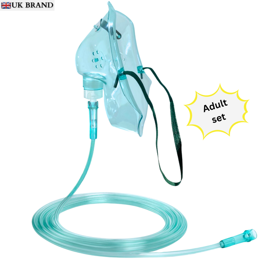 STAYPROTECH Oxygen Mask with 2.1m Tubing Medical Oxygen Mask for Adult. Enhances Oxygen Therapy at Home. Comfortable Fit, Adjustable Strap & Soft Medical Grade PVC.