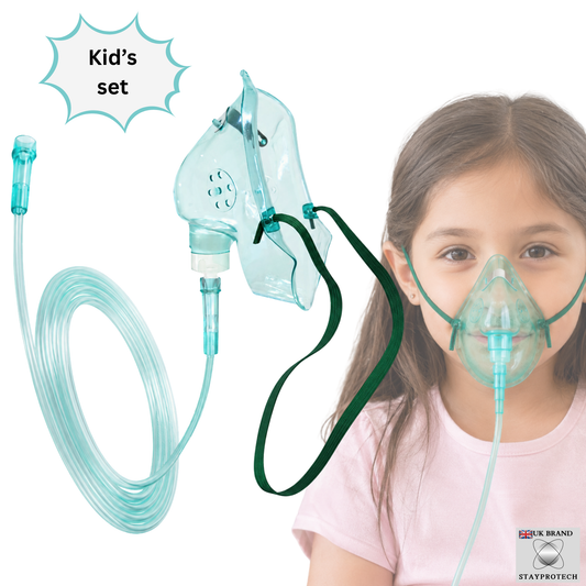 STAYPROTECH Oxygen Mask with 2.1m Tubing Medical Oxygen Mask for Kid’s. Enhances Oxygen Therapy at Home. Comfortable Fit, Adjustable Strap & Soft Medical Grade PVC.