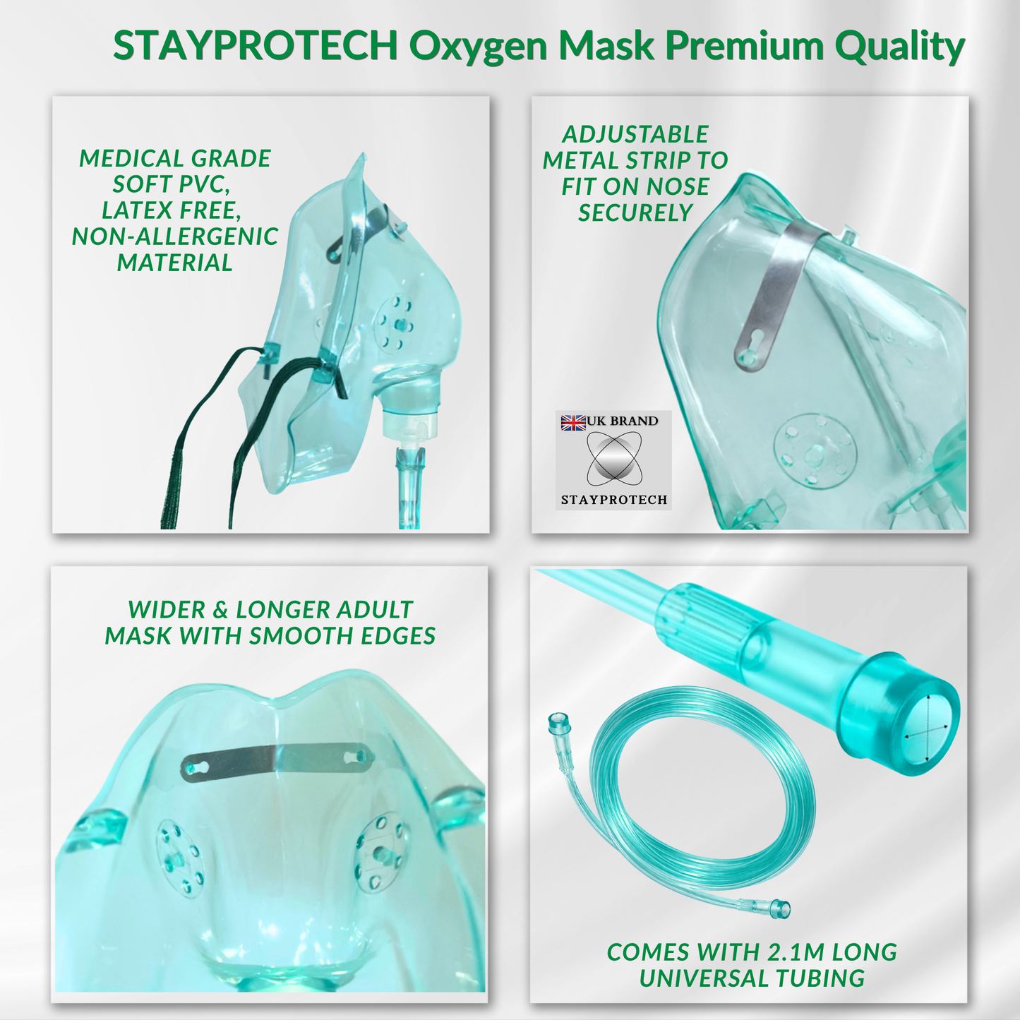 STAYPROTECH Oxygen Mask with 2.1m Tubing Medical Oxygen Mask for Kid’s. Enhances Oxygen Therapy at Home. Comfortable Fit, Adjustable Strap & Soft Medical Grade PVC.