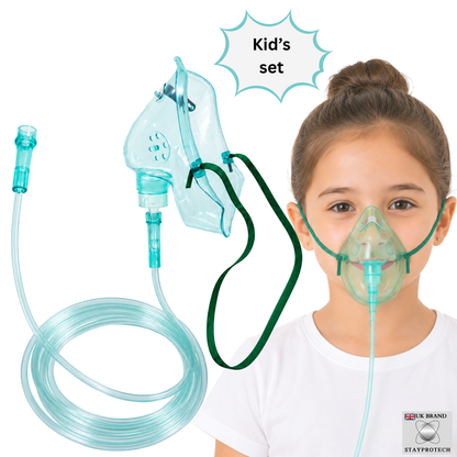 STAYPROTECH Oxygen Mask with 2.1m Tubing Medical Oxygen Mask for Kid’s. Enhances Oxygen Therapy at Home. Comfortable Fit, Adjustable Strap & Soft Medical Grade PVC.