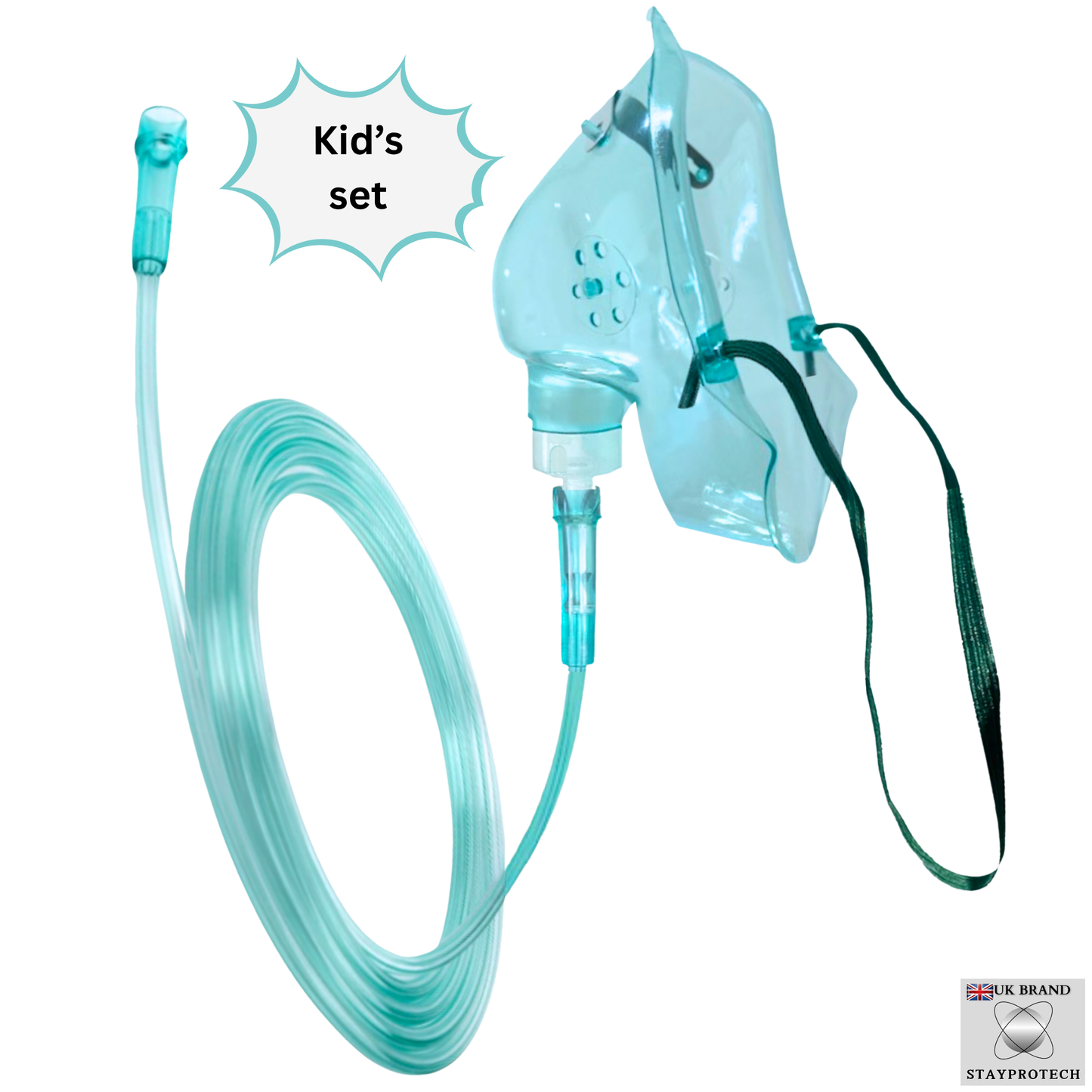 STAYPROTECH Oxygen Mask with 2.1m Tubing Medical Oxygen Mask for Kid’s. Enhances Oxygen Therapy at Home. Comfortable Fit, Adjustable Strap & Soft Medical Grade PVC.