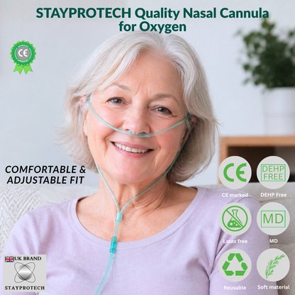 STAYPROTECH Oxygen Tubing Nasal Cannula 3PCS Green Medical Grade PVC, Kink Resistant Soft & Smooth Surface, Comfort & Convenient 2.6 m long for Long-Lasting wear.